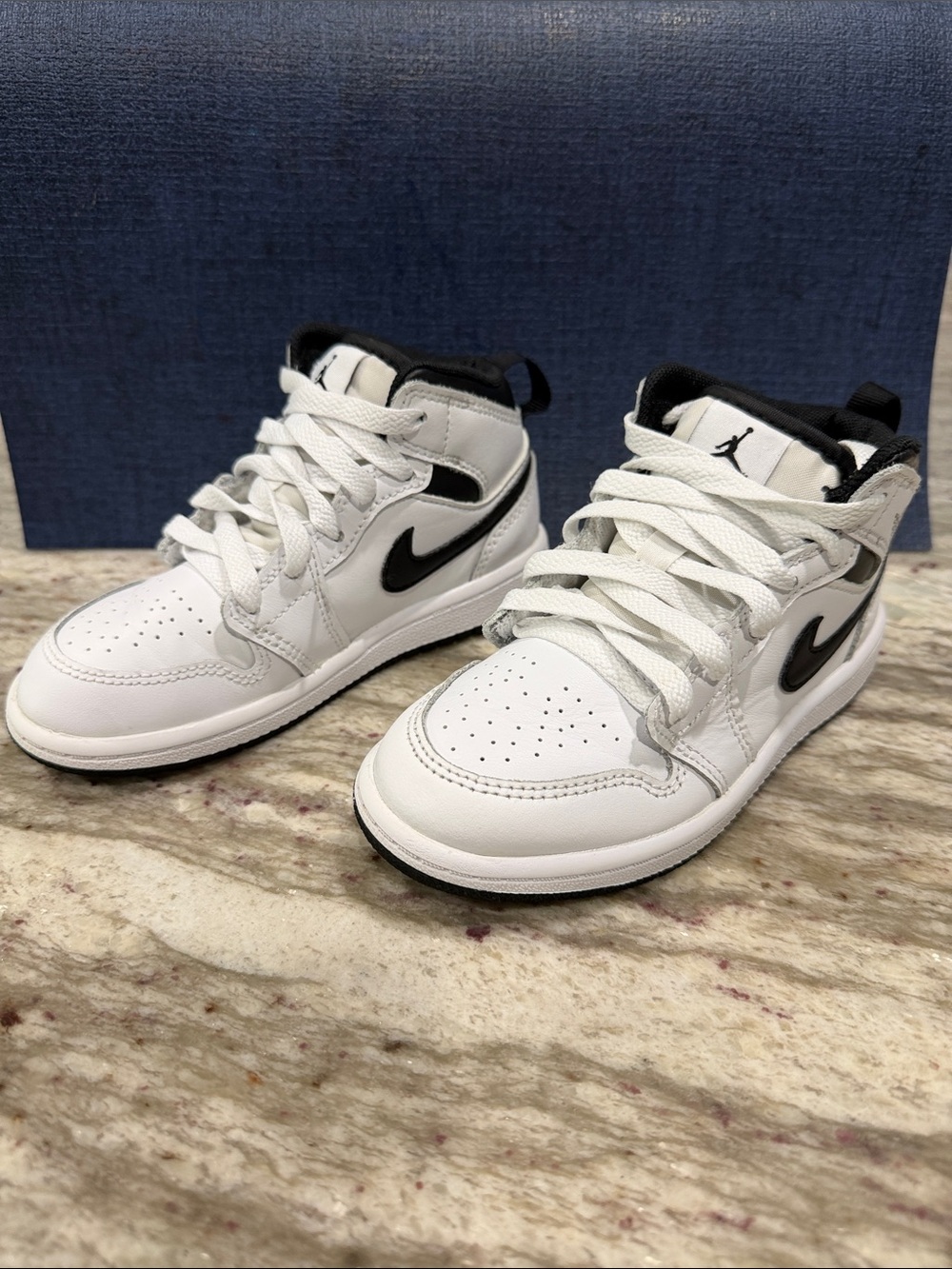 Nike Kids White and Black Mid-Top Sneakers
